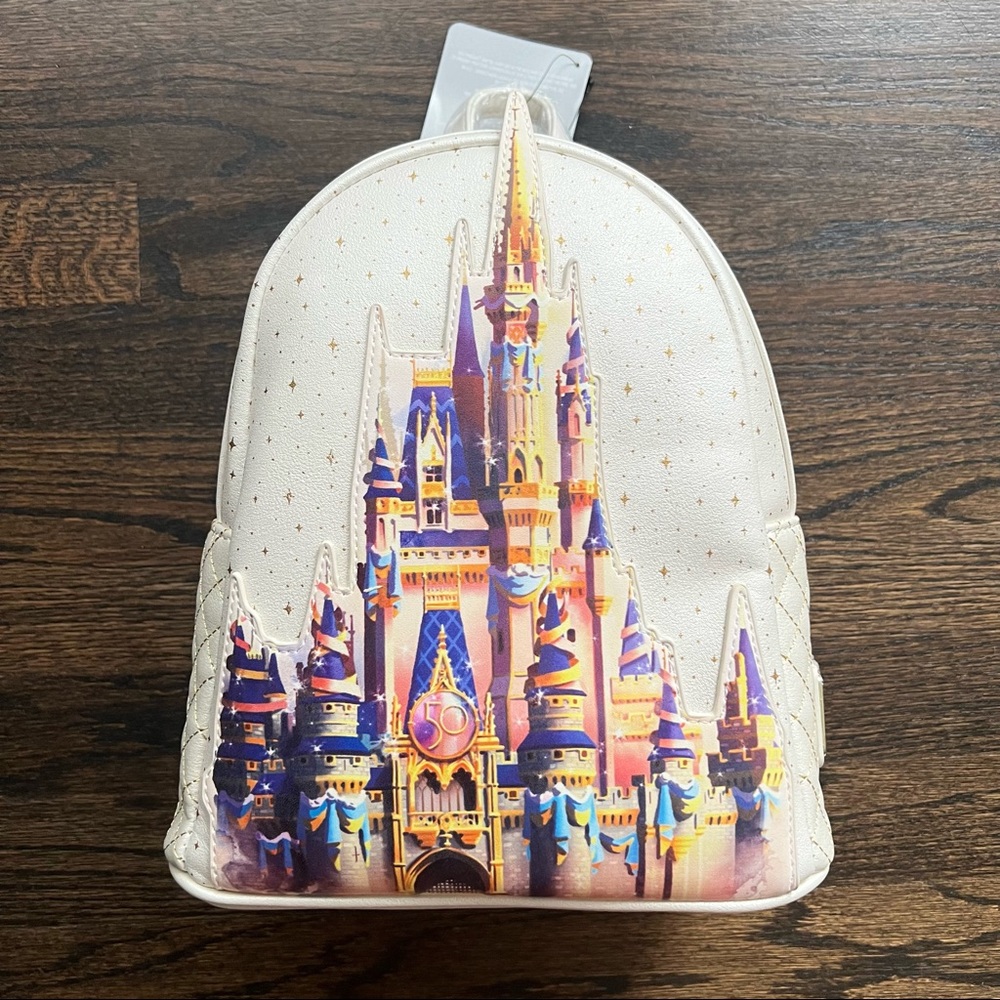 NWT Loungefly Cinderella Castle Mini Backpack Walt Disney World 50th Anniversary